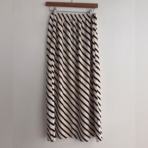 Abercrombie & Fitch Black and Cream Striped Midi Skirt